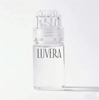 Clear bottle with 'Luvera' branding on a white background