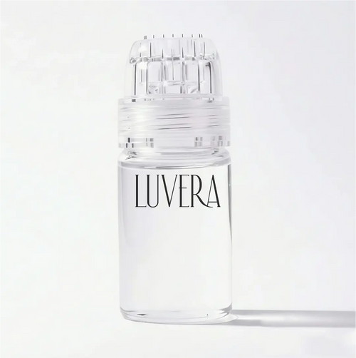 Clear bottle with 'Luvera' branding on a white background
